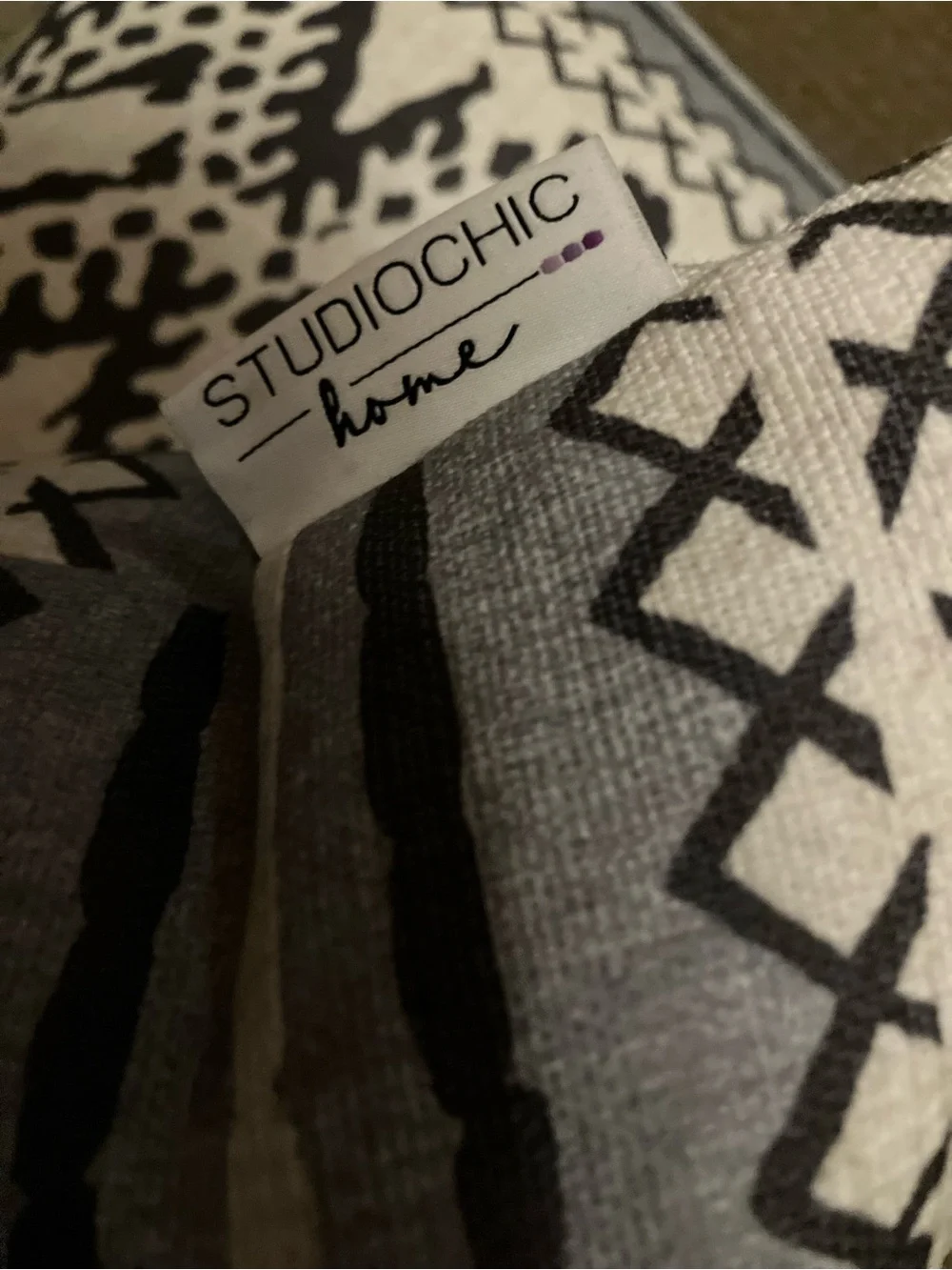 Black, Gray and Off-White Geometric Accent Pillows 19x19” by Studio Chic, Boho